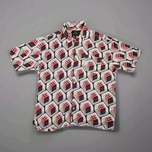 Delusions of Grandeur Shirt Mens Medium Geometric Print Button Up Short Sleeve